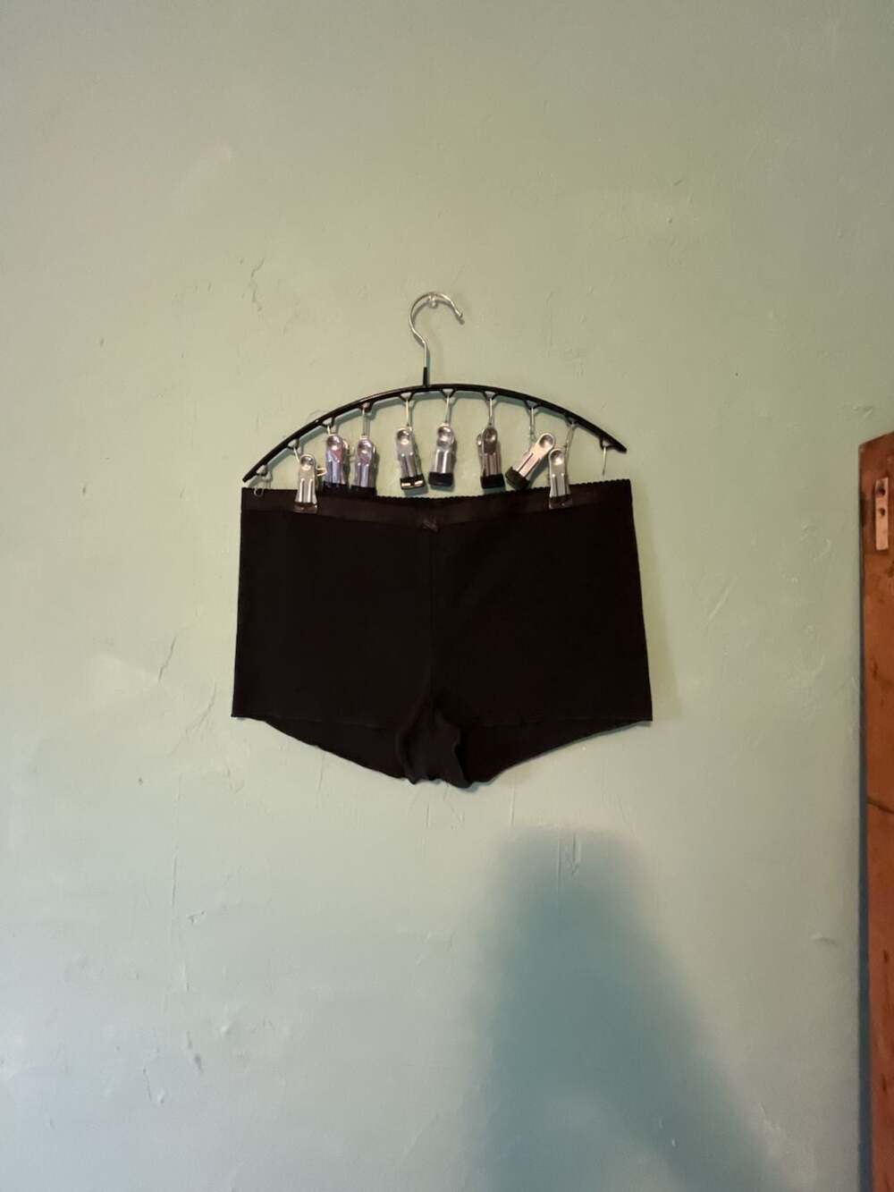 SKIMS Heavy Pointelle Cotton Boy Short in Black, Size Medium